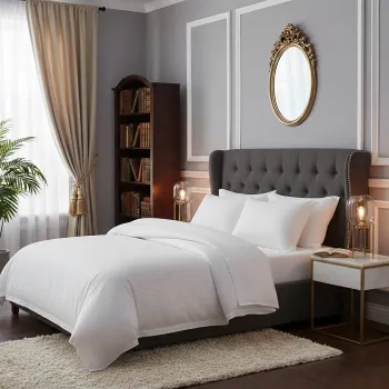 Lenjerie de pat pentru 2 persoane XXL, Bumbac Damasc 100%, 4 piese, Cearceaf pat 240x260, Cearceaf pilota 200x230, Fete de perne 50x70 x 2, alb imagine