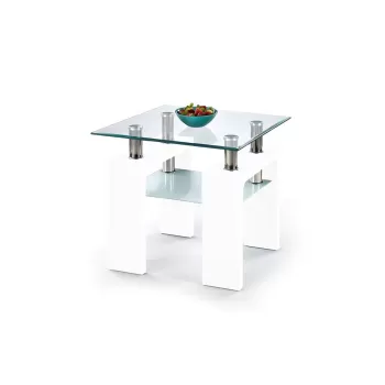 Masa cafea patrata DIANA H, sticla, alb, 60x60x55 cm imagine