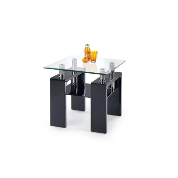 Masa cafea patrata DIANA H, sticla, negru, 60x60x55 cm imagine