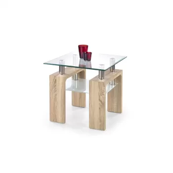 Masa cafea patrata DIANA H, sticla, sonoma, 60x60x55 cm imagine