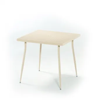 Masa de gradina CARMEN, model ratan, cappuccino, 80x80 cm imagine