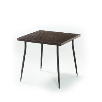 Masa de gradina CARMEN, model ratan, maro, 80x80 cm imagine