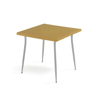 Masa de gradina CARMEN, model ratan, mustar, 80x80 cm imagine