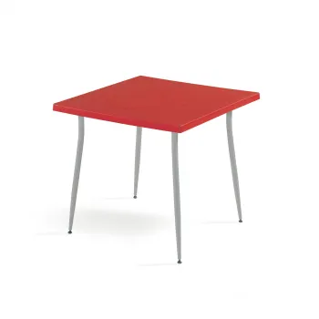 Masa de gradina CARMEN, model ratan, rosu, 80x80 cm imagine