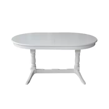 Masa extensibila EUROPA, lemn masiv, ovala, alb, 160 240x90x70 cm imagine