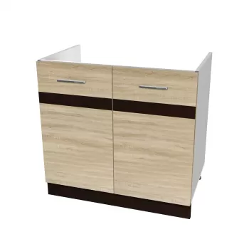 Masca chiuveta YANA, 2 usi, corp alb, fronturi sonoma deschis + inchis, 80x50x77 cm imagine