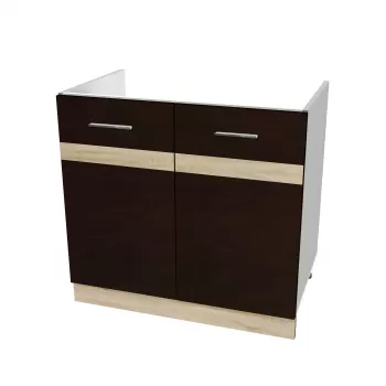 Masca chiuveta YANA, 2 usi, corp alb, fronturi sonoma inchis + deschis, 80x50x77 cm imagine