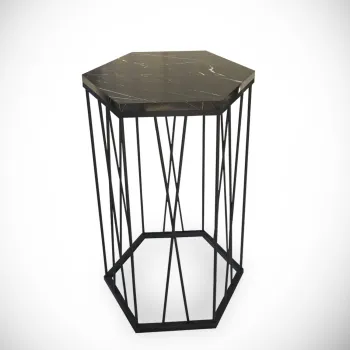 Masuta de cafea CETRUS, marmura + negru, 40x35x62 cm imagine