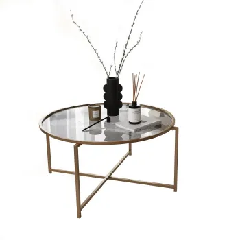 Masuta de cafea GOLD SUN, auriu + fumuriu, 83x83x40 cm imagine