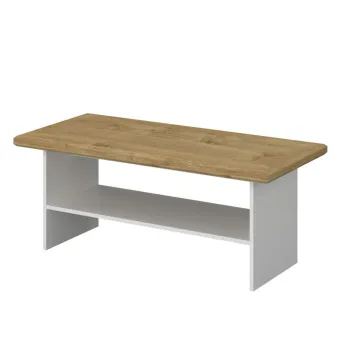 Masuta de cafea RIVA, cu raft, alb + stejar harbor, 120x55x49 cm imagine