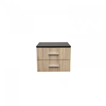 Noptiera ALMA, 2 sertare, sonoma inchis + deschis, 50x30x42 cm imagine