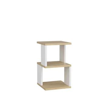 Noptiera CARTER, stejar + alb, 29,6x29,6x49,4 cm imagine
