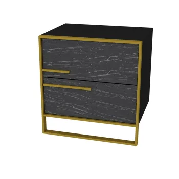 Noptiera POLKA, auriu + negru, 50x38,5x51,8 cm imagine