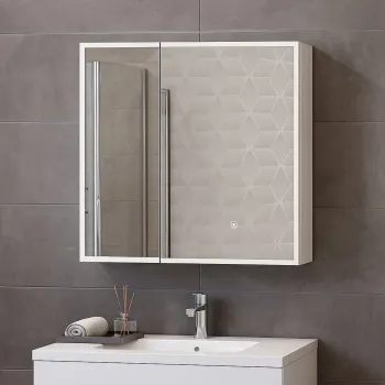 Oglinda cu iluminare LED ALEXA, alb, 75x70 cm imagine