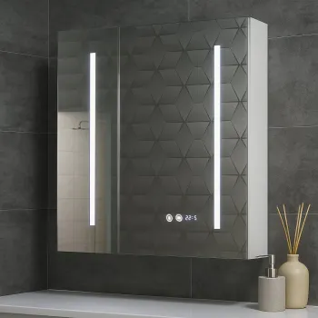 Oglinda cu iluminare LED EDGE, alb, 70x68 cm imagine