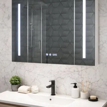 Oglinda cu iluminare LED EDGE, alb, 80x68 cm imagine