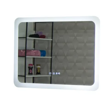 Oglinda cu iluminare LED, functie dezaburire, ceas si termometru, MD2, 80x60 cm imagine