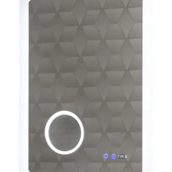 Oglinda cu iluminare LED, functie dezaburire, ceas, termometru si lupa, MD5, 60x80 cm imagine