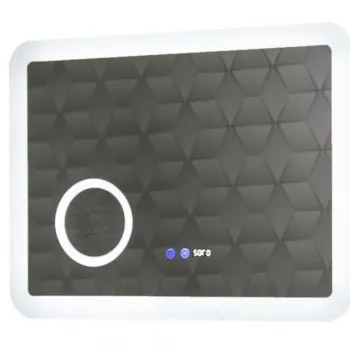 Oglinda cu iluminare LED, functie dezaburire, ceas, termometru si lupa, MD5, 80x60 cm imagine