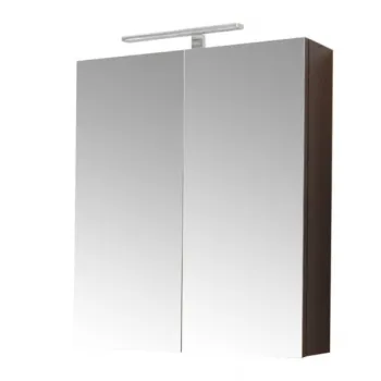 Oglinda cu iluminare LED, QUATTRO, wenge, 60x68 cm imagine