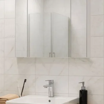 Oglinda cu iluminare LED SERENA, alb, 80x68 cm imagine