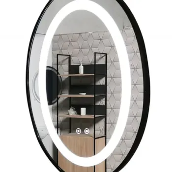 Oglinda cu iluminare LED si functie dezaburire, MD3, rama neagra, 50x70 cm imagine