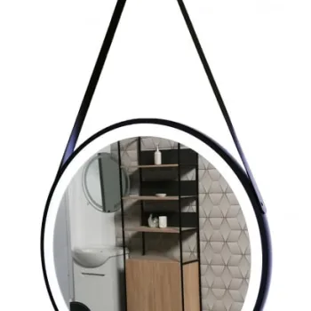 Oglinda cu iluminare LED si functie dezaburire, MD3, rama neagra, diametru 60 cm imagine