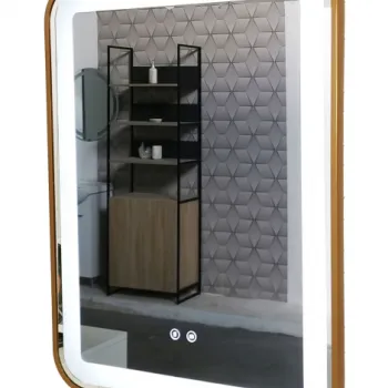 Oglinda cu iluminare LED si functie dezaburire, MD4, rama aurie, 60x80 cm imagine