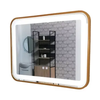 Oglinda cu iluminare LED si functie dezaburire, MD4, rama aurie, 80x60 cm imagine