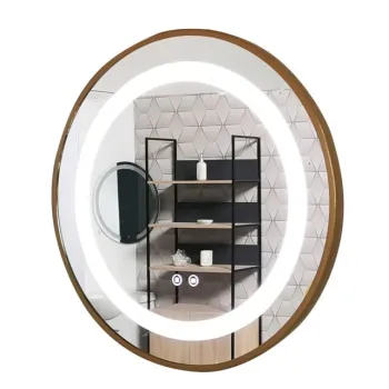 Oglinda cu iluminare LED si functie dezaburire, MD4, rama aurie, diametru 60 cm imagine