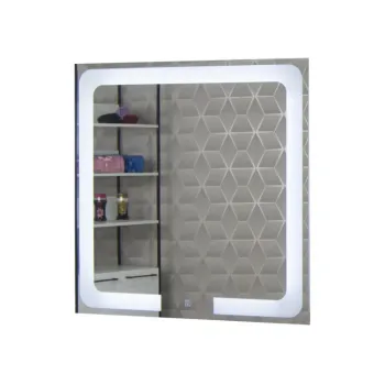 Oglinda cu iluminare LED si intrerupator touch, MD1, 80x80 cm imagine