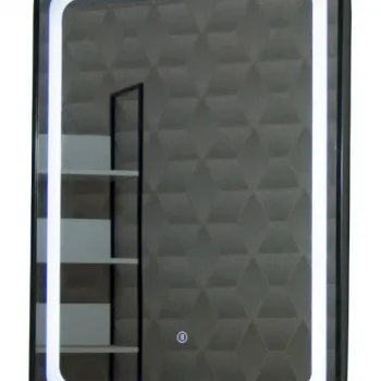 Oglinda cu iluminare LED si intrerupator touch, MD3, 60x80 cm, rama neagra imagine