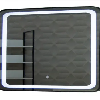 Oglinda cu iluminare LED si intrerupator touch, MD3, rama neagra, 80x60 cm imagine