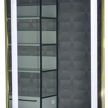 Oglinda cu iluminare LED si intrerupator touch, MD4, rama aurie, 60x80 cm imagine