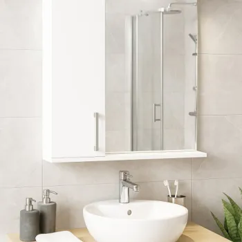 Oglinda PROMO, montata, alb, 60x60 cm imagine