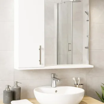 Oglinda seria 020, front MDF, montata, alb, 70x71 cm imagine
