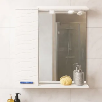 Oglinda seria 144, front MDF, montata, alb, 65x71 cm imagine