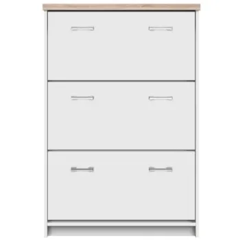 Pantofar TOP MIX, 3 usi tip clapeta, alb, 80x27x121 cm imagine