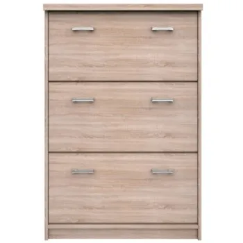 Pantofar TOP MIX, 3 usi tip clapeta, stejar sonoma, 80x27x121 cm imagine