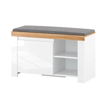 Pantofar VIGO, 1 usa, sezut, alb + stejar wotan, 92,6x37,3x56,5 cm imagine