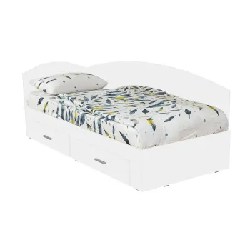 Pat Colt Alma 120x200 cm, cu 2 sertare laterale pe role, alb imagine