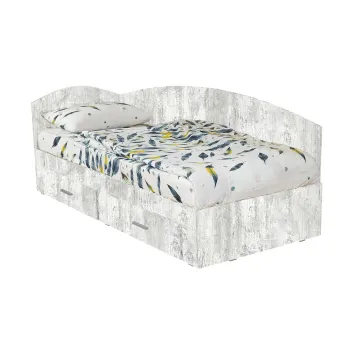 Pat Colt Alma 120x200 cm, cu 2 sertare laterale pe role, pin antichizat imagine