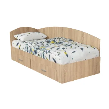 Pat Colt Alma 120x200 cm, cu 2 sertare laterale pe role, sonoma deschis imagine