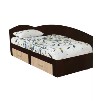 Pat Colt Alma 120x200 cm, cu 2 sertare laterale pe role, sonoma inchis + sonoma deschis imagine