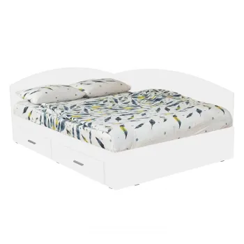 Pat Colt Alma 160x200 cm, cu 2 sertare laterale pe role, alb imagine