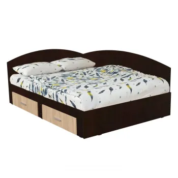 Pat Colt Alma 160x200 cm, cu 2 sertare laterale pe role, sonoma inchis + sonoma deschis imagine