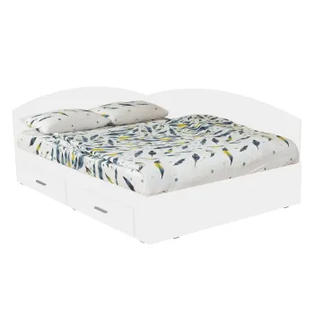 Pat Colt Alma 180x200 cm, cu 2 sertare laterale pe role, alb imagine