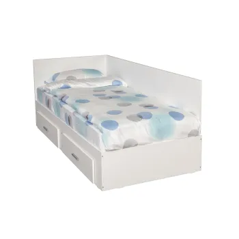 Pat Colt Alma Drept 120x200 cm, cu 2 sertare laterale pe role, colt interschimbabil, alb imagine