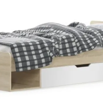 Pat cu sertar TIPS 90x200 cm, stejar sonoma + alb, 203,2x95,6x60,5 cm imagine