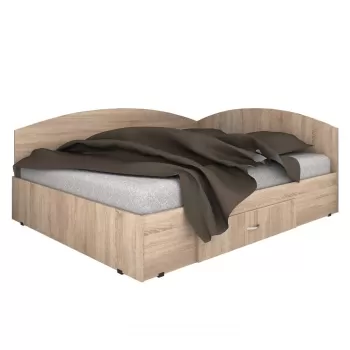 Pat de colt, 140x200 cm, sertar lateral pe role, sonoma imagine